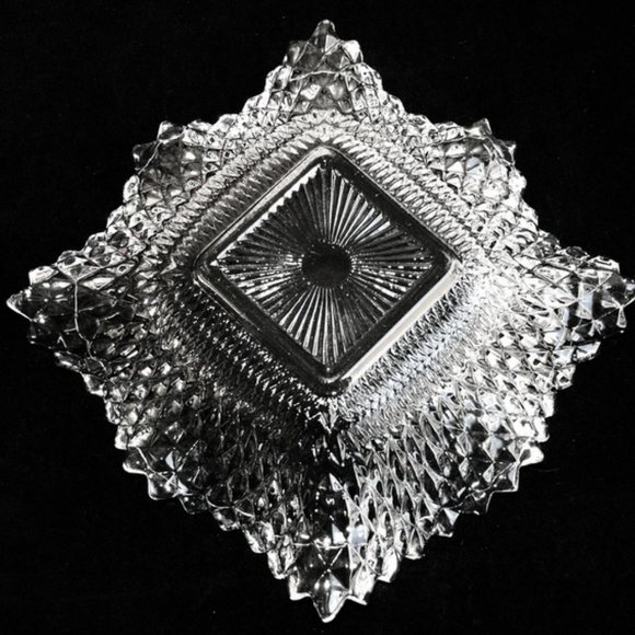 Vintage Set of 2 Indiana Glass Diamond Point Ruffle Edge Candy Dish - Picture 3 of 5